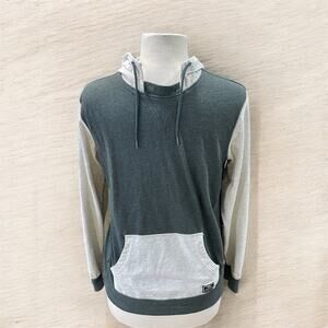 Nike Men’s Small Cream/Green Color Block Pullover Hoodie Drawstring Large Pouch